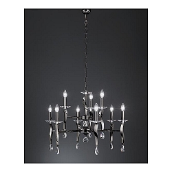 Pendant luminaire GIRATA, 9 flames on 2 levels (6+3), 9x E14 max. 40W, black chrome