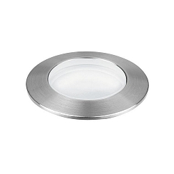 Outdoor LED in-ground luminaire, IP65, � 4.2cm, 350mA, 1W 3000K 40lm, incl. mounting sleeve + cable, inox steel / glass