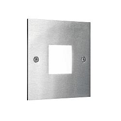 Recessed LED wall luminaire, IP20, 230V, 1.2W 3000K 40lm, stainless steel / opal acrylic