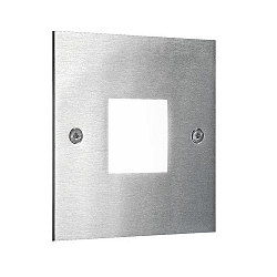 Recessed outdoor LED wall luminaire, IP54, 230V 1.2W 3000K, stainless steel / Acry opal, square 8x8cm