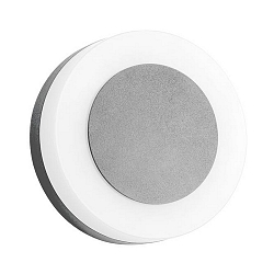 Outdoor LED wall luminaire, IP54, round, with 2 exchangeable front panels, 230V, 9W 3000K 665lm, structured silver