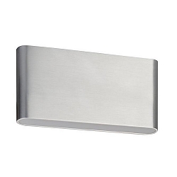Outdoor LED wall luminaire, IP54, 17 x 9cm, direct / indirect, 230V, 2x5.4W 3000K 2x265lm 120�, alu / acrylic, matt alu