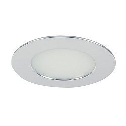 Recessed LED downlight for furniture and wood materials, IP44, round, 12V DC, 5W 3000K 375lm 60�, chrome