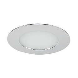 Recessed LED downlight for furniture and wood materials, IP44, round, 12V DC, 7.5W 3000K 525lm 60�, chrome