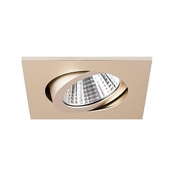 Recessed LED spot, IP20, square, 8.2 x 8.2cm, Plug&Play 350mA, 7W 2700K 740lm 38�, swivelling 30�, matt champaign