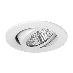 Recessed outdoor LED spot, IP65, round, � 8.2cm, Plug&Play 350mA, 6W 3000K 650lm 38�, swivelling 30�, white