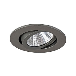 Recessed outdoor LED spot, IP65, round, � 8.2cm, Plug&Play 350mA, 6W 3000K 650lm 38�, swivelling 30�, matt titanium