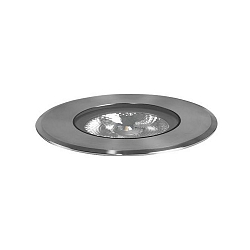 LED in-ground luminaire HYBRIDE FLAT, V4A, IP67 IK08, 24V DC, 9W 3000K 450lm 30�, passable up to 1t
