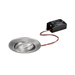 Recessed LED spot, IP20, round, 230V AC, 6W 3000K 640lm 38�, swivelling 25�, matt chrome