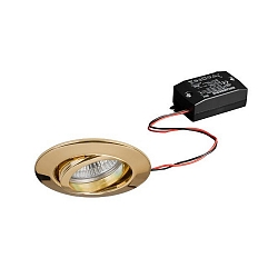 Recessed LED spot, IP20, round, 230V AC, 6W 3000K 640lm 38�, swivelling 25�, gold