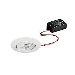 Recessed LED spot, IP20, round, 230V AC, 6W 3000K 640lm 38�, swivelling 25�, white