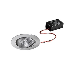 Recessed LED spot, IP20, round, 230V AC, 6W 3000K 640lm 38�, swivelling 20�, matt alu