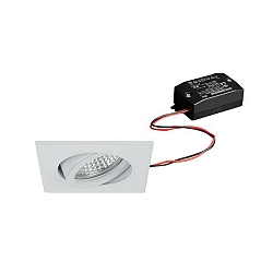 Recessed LED spot, IP20, square, 230V AC, 6W 3000K 640lm 38�, swivelling 20�, white