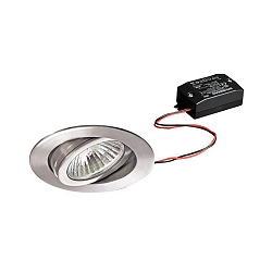Recessed LED spot set, V4A, IP20, round, 230V AC, 6W 3000K 640lm 38�, swivelling 25�, stainless steel