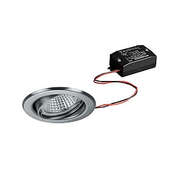 Recessed LED spot set incl. converter, IP20, round, 230V AC, 6W 3000K 640lm 38�, swivelling 25�, matt chrome