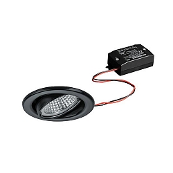 Recessed LED spot set incl. converter, IP20, round, 230V AC, 6W 3000K 640lm 38�, swivelling 25�, black