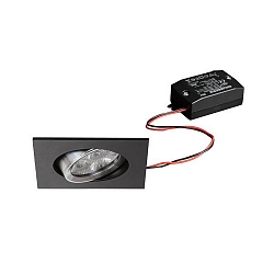 Recessed LED spot set incl. converter, IP20, round, 230V AC, 6W 3000K 640lm 38�, swivelling 25�, black / alu