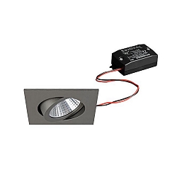 Recessed LED spot set incl. converter, IP20, square, 230V, 7W 2700K 740lm 38�, swivelling 30�, matt titanium