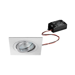Recessed LED spot set incl. converter, IP20, round, 230V, 6W 3000K 640lm 38�, swivelling 30�, matt alu