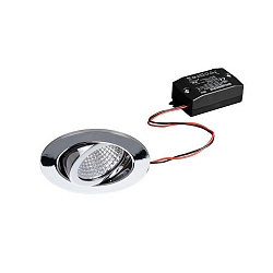 Recessed LED spot set incl. converter, IP20, round, 230V, 7W 3000K 740lm 38�, swivelling 30�, chrome