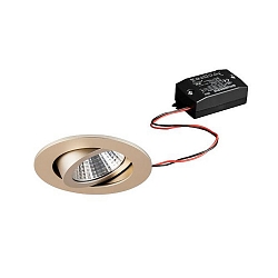 Recessed LED spot set incl. converter, IP20, round, 230V, 7W 3000K 740lm 38�, swivelling 30�, matt champaign