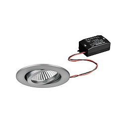Recessed LED spot set BB03 incl. converter, IP20, round, 230V, 6W 3000K 640lm 38�, swivelling 30�, matt nickel