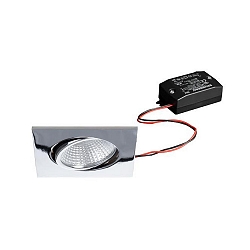 Recessed LED spot set BB05 incl. converter, IP20, square, 230V, 6W 3000K 640lm 38�, swivelling 30�, chrome