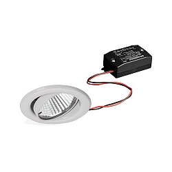 Recessed LED spot set BB09 incl. converter, IP20, round, 230V, 6W 3000K 640lm 38�, swivelling 25�, white