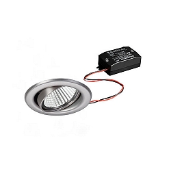 Recessed LED spot set BB09 incl. converter, IP20, round, 230V, 6W 3000K 640lm 38�, swivelling 25�, stainless steel