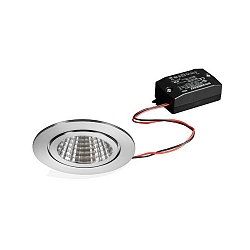 Recessed LED downlight BB15, V4A, IP54, round, 230V, 6W 3000K 640lm 38�, On/Off, stainless steel