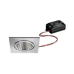 Recessed LED downlight BB16, V4A, IP54, square, 230V, 6W 3000K 640lm 38�, On/Off, stainless steel