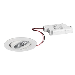 recessed luminaire TIRREL-R round, swivelling IP20, powder coated, white dimmable 6W 680lm 3000K 38� 38� CRI >80