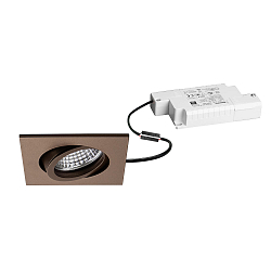 recessed spotlight TIRREL-S LED DIM square, swivelling, matte metallic brown dimmable