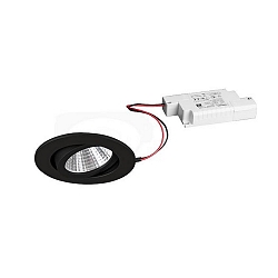 Recessed LED spot set SEVEN-R incl. converter, IP20, round, 230V, 7W 2700K 740lm 38�, swivelling 30�, black