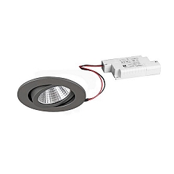 Recessed LED spot set SEVEN-R incl. converter, IP20, round, 230V, 7W 2700K 740lm 38�, swivelling 30�, matt titanium