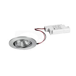 Recessed LED spot set incl. converter, IP20, round, 230V, 7W 4000K 770lm 38�, swivelling 30�, dimmable, matt alu