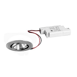Recessed LED spot set BB03 incl. converter, IP20, round, 230V, 6W 3000K 640lm 38�, swivelling 30�, dimmable, chrome