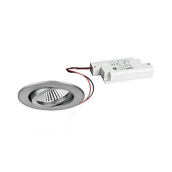 Recessed LED spot set BB03 incl. converter, IP20, round, 230V, 6W 3000K 640lm 38�, swivelling 30�, dimmable, matt nickel