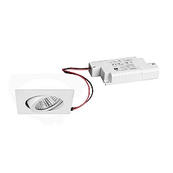 Recessed LED spot set BB05 incl. converter, IP20, square, 230V, 6W 3000K 640lm 38�, swivelling 30�, dimmable, white