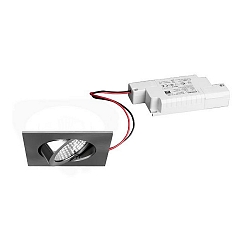 Recessed LED spot set BB05 incl. converter, IP20, square, 230V, 6W 3000K 640lm 38�, swivelling 30�, dimmable, matt nickel