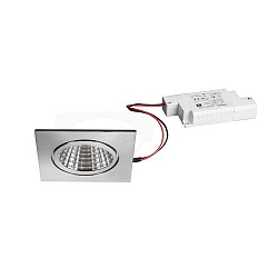 Recessed outdoor LED downlight set BB16 incl. converter, V4A, IP54, square, 230V, 6W 3000K 640lm 38�, dimmable, stainless steel