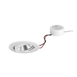 Recessed LED spot set BB03 with round converter, IP20, round, 230V, 6W 3000K 640lm 38�, swivelling 30�, dimmable, white