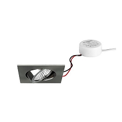 Recessed LED spot set BB03 with round converter, IP20, square, 230V, 6W 3000K 640lm 38�, swivelling 30�, dimmable, matt nickel