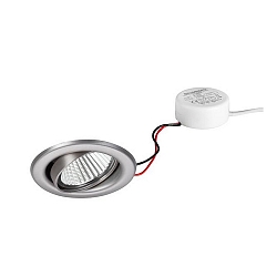 Recessed LED downlight set BB09 with round converter, IP20, V4A, 230V, 6W 3000K 640lm 38�, dimmable, stainless steel