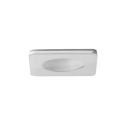 Recessed downlight cover UP for MR16 LED module max. 14W, IP44, square, alu / decor glass, excl. driver, fixed, white / clear