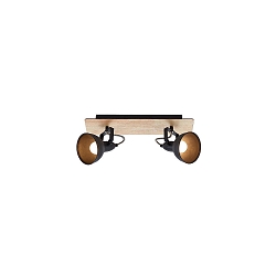 ceiling luminaire DACTYL 2 flames, adjustable E14 IP20, light wood, black matt dimmable