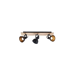 ceiling luminaire DACTYL 3 flames, adjustable E14 IP20, light wood, black matt dimmable