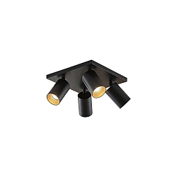 ceiling luminaire TAGES 4 flames, square GU10 IP20, black matt dimmable