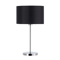 Table lamp with textile shade, height 47cm / � 30cm, E27 max. 60W, with cord switch, chrome / chintz black