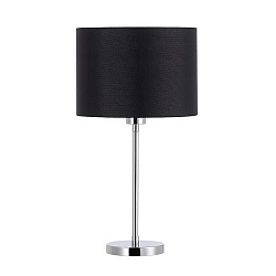 Table lamp with textile shade, height 53cm / � 25cm, E27 max. 60W, with cord switch, chrome / chintz black